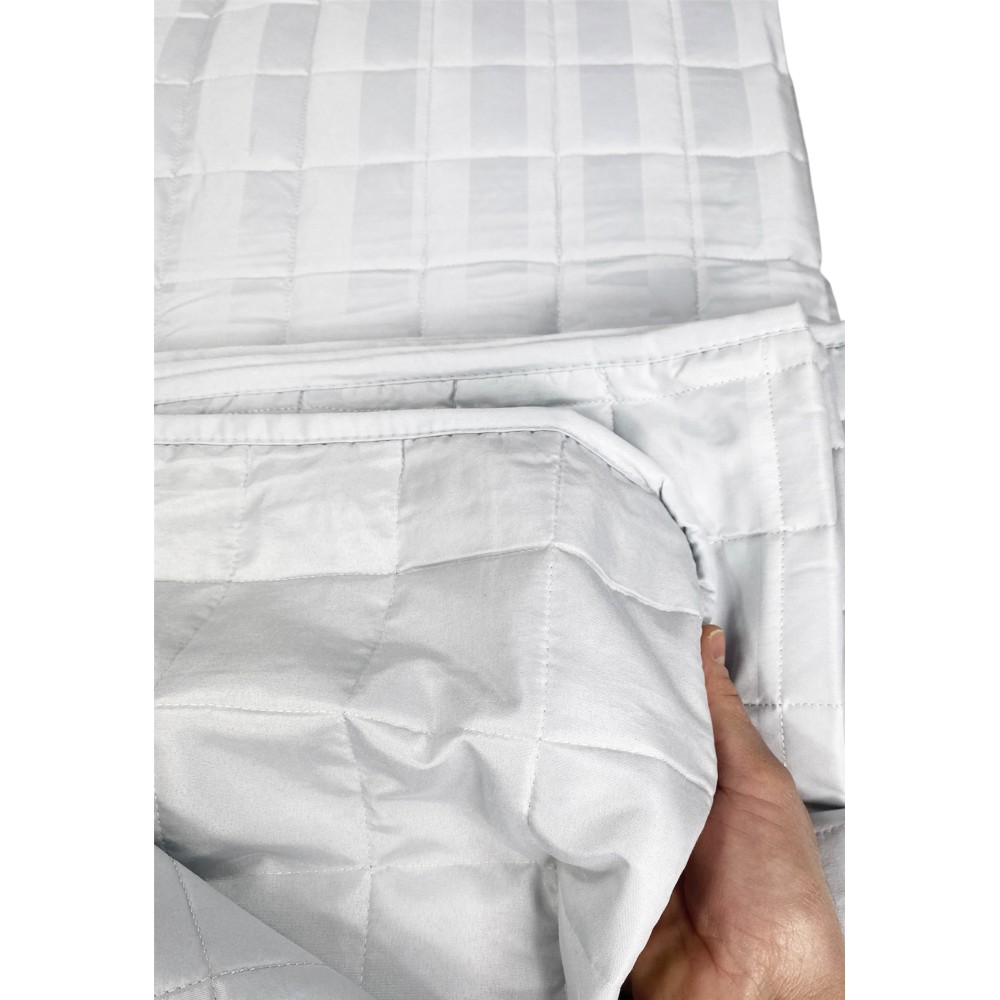 BEDSPREAD matelassé RASATELLO Rayé COULEUR UNIE GRIS Pearl Double