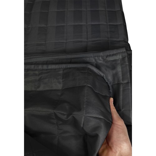 SATIN QUILTED BEDSPREAD Striped SOLID BLACK Double