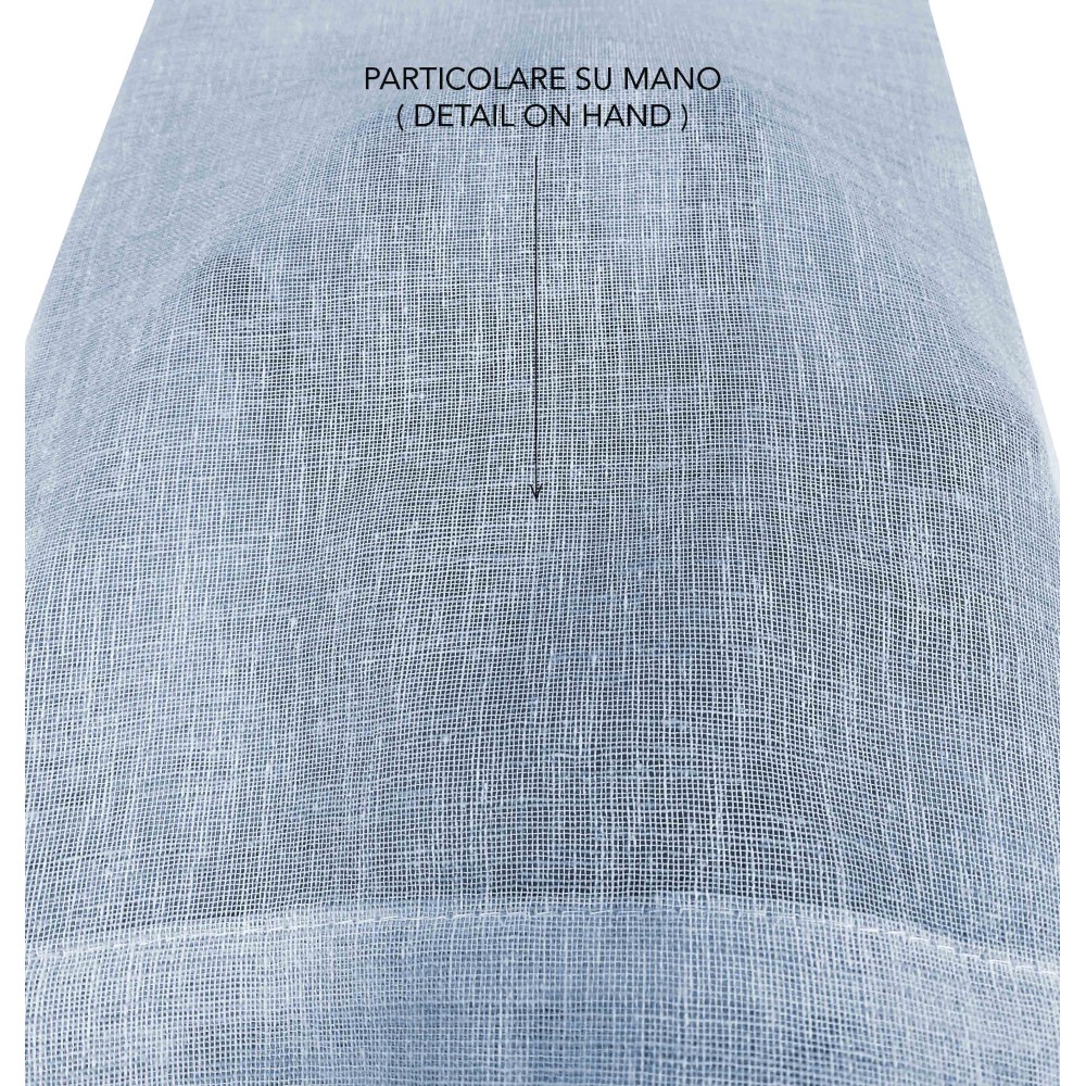 Coppia tendine vetro moderne SIMPLY Azzurro - tessuto poliestere bouclè semitrasparente, orlino tunnel