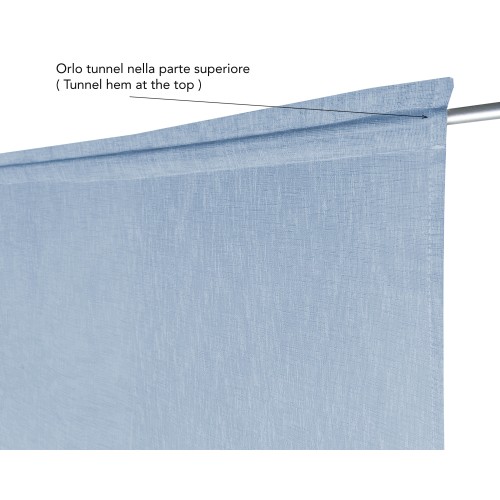 Coppia tendine vetro moderne SIMPLY Azzurro - tessuto poliestere bouclè semitrasparente, orlino tunnel