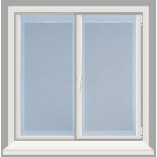 Coppia tendine vetro moderne SIMPLY Azzurro - tessuto poliestere bouclè semitrasparente, orlino tunnel