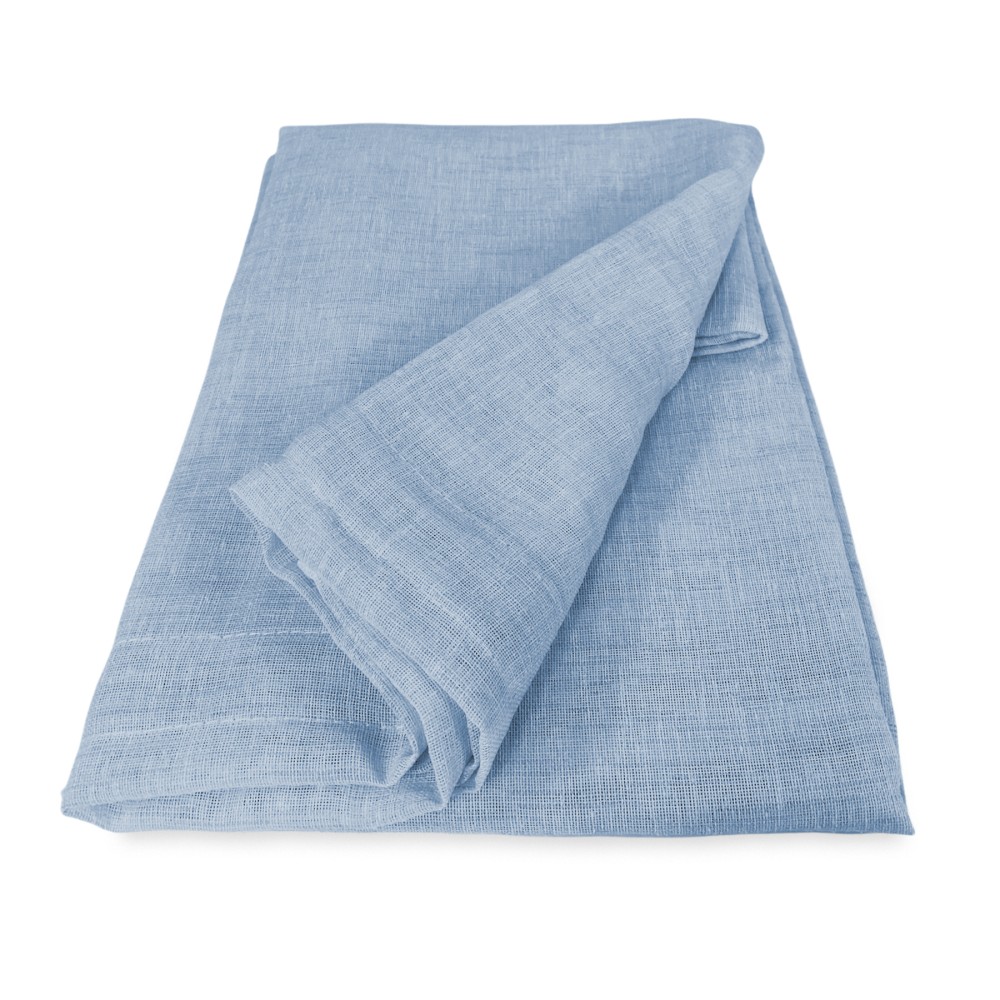 Coppia tendine vetro moderne SIMPLY Azzurro - tessuto poliestere bouclè semitrasparente, orlino tunnel