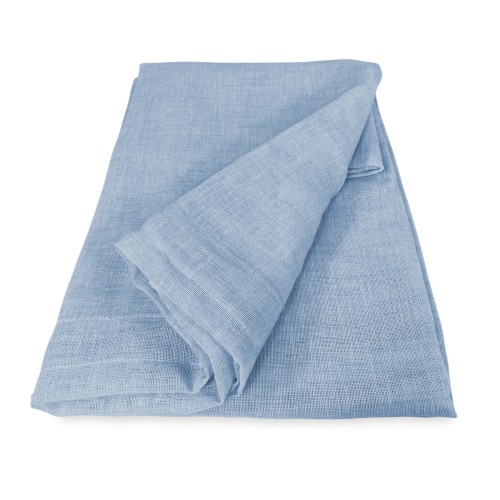 Coppia tendine vetro moderne SIMPLY Azzurro - tessuto poliestere bouclè semitrasparente, orlino tunnel