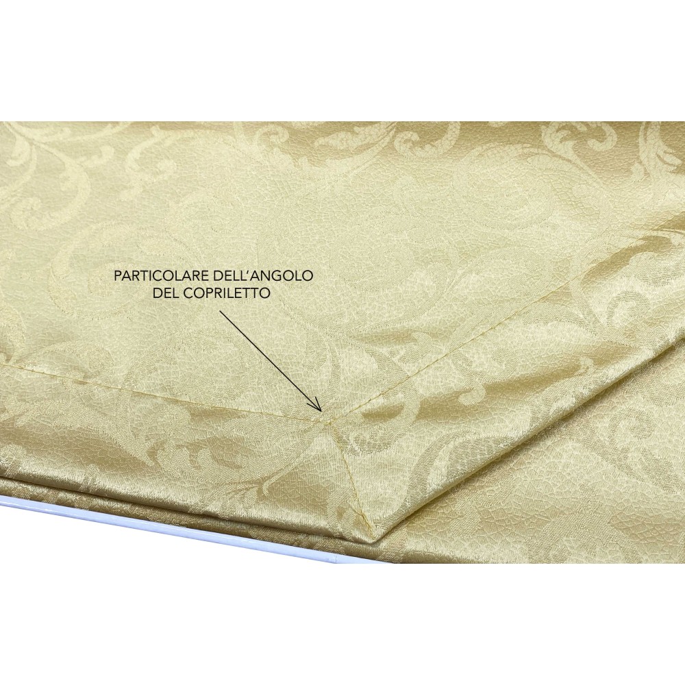 BAULETTO GOLD Con bordo Applicato ORO MATRIMONIALE lenzuolo E COPRILETTO IDEA SPOSA