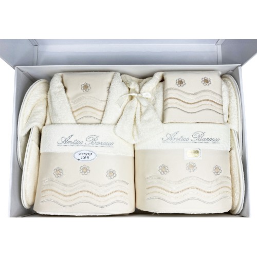 Juego de baño de rizo bordado barroco antiguo 14 PIEZAS IDEA SPOSA