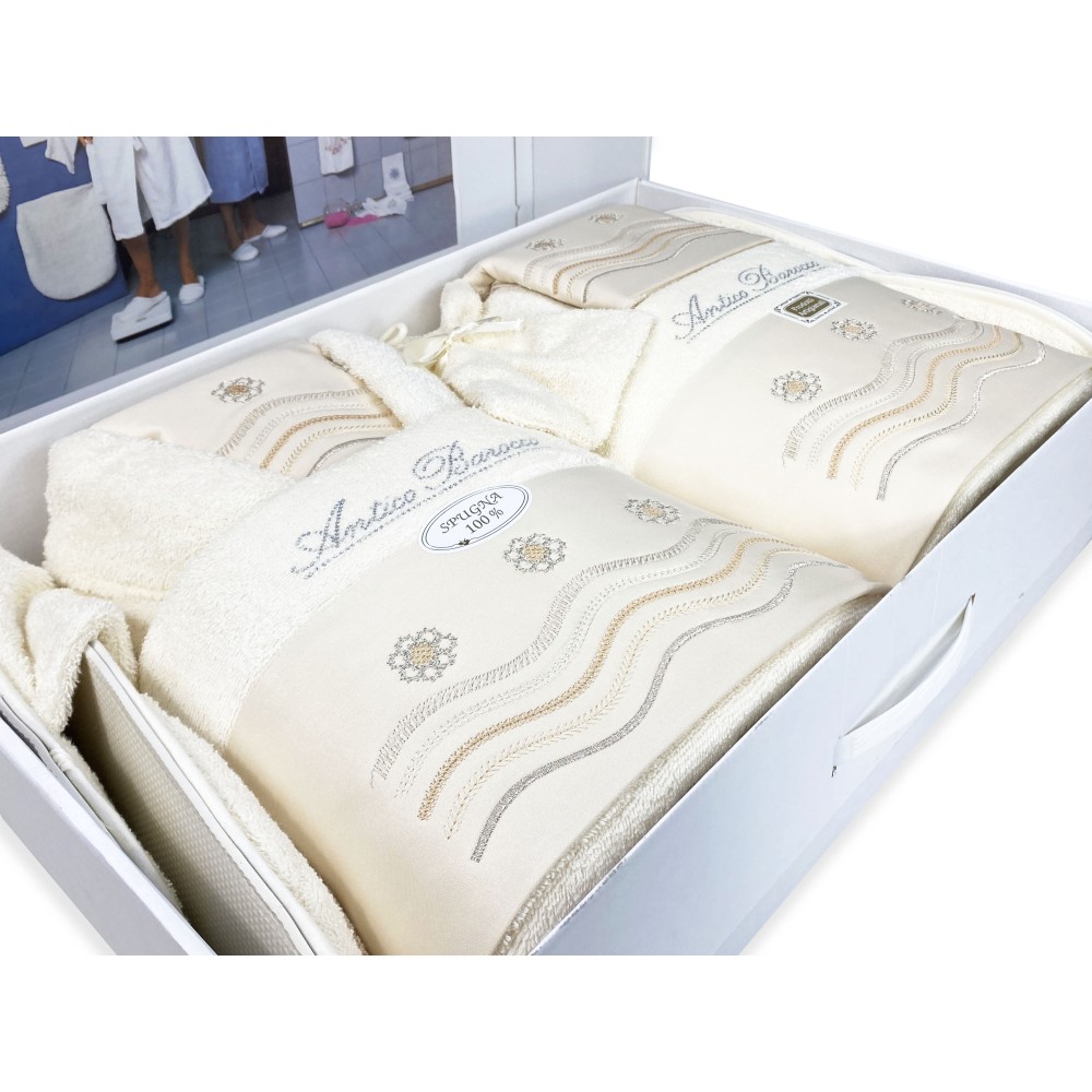 Antikes barockes besticktes Frottee-Badeset 14-teilig IDEE SPOSA