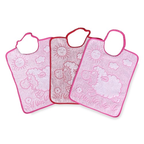 SET 3 Bibs WOOLY child bibs cm. 29x35 Pure Cotton Elastic Gag