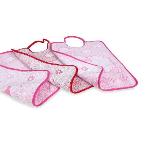 SET 3 Bavaglini BAVETTE bambino WOOLY cm. 29x35 bavaglio con elastico Puro cotone