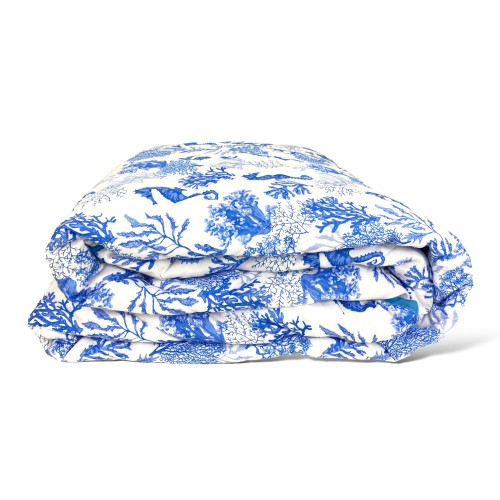 COPRILETTO Trapuntato FIOCCO CAVALLUCCI Marini BLU Made in Italy