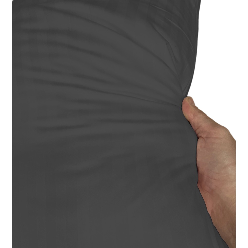 FEUILLE COMPLÈTE en microfibre douce COULEUR UNIE Rasatel rayé Gris foncé Double 2 CARRÉS sans repassage