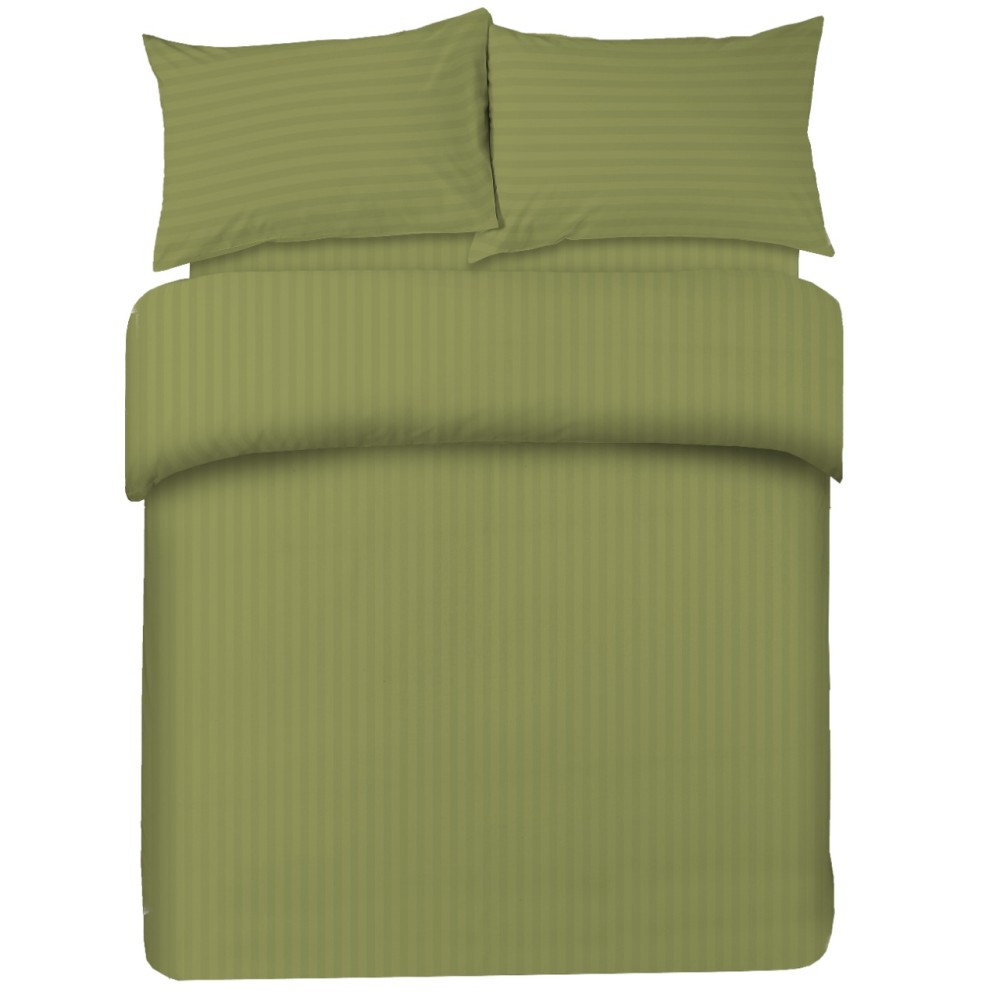 SHEET SET in soft microfiber SOLID COLOR Sateen Striped Olive Double 2 SQUARES no iron
