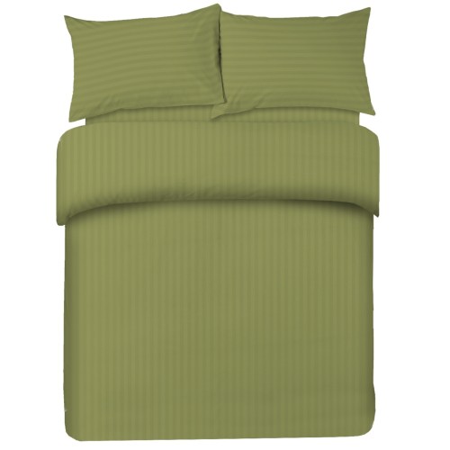 SHEET SET in soft microfiber SOLID COLOR Sateen Striped Olive Double 2 SQUARES no iron