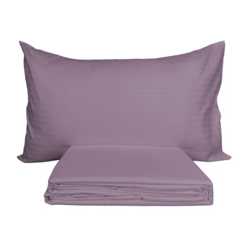 LAKEN-SET aus weicher Mikrofaser EINFARBIG Satin Gestreift Antikrosa Doppel 2 QUADRATE ohne Bügeleisen