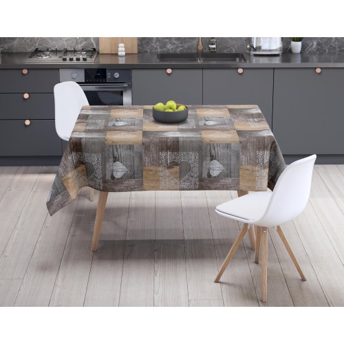 TISCHDECKE LIMA © aus WASCHBAREM, wasserabweisendem, kunststoffbeschichtetem, gewachstem Segeltuch aus TIROLER PVC Braun, herges