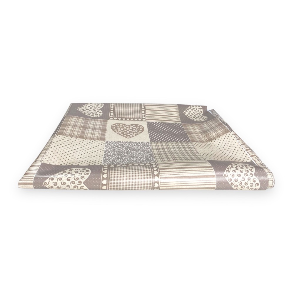 LIMA © TABLECLOTH in water-repellent plastic-coated waxed canvas in PVC BEIGE HEART Made in Italy