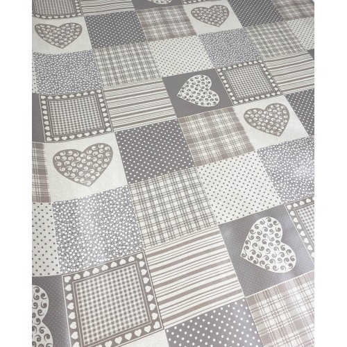 LIMA © TISCHDECKE aus wasserabweisendem, kunststoffbeschichtetem, gewachstem Canvas aus PVC BEIGE HEART Made in Italy