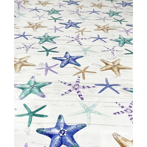 TOVAGLIA LIMA © in TELA CERATA plastificata LAVABILE idrorepellente in PVC STELLE MARINE Made in Italy