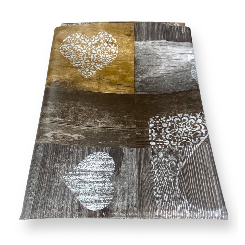 TABLECLOTH LIMA © in WASHABLE water-repellent plastic-coated waxed canvas in TYROLEAN PVC Brown made in Italy