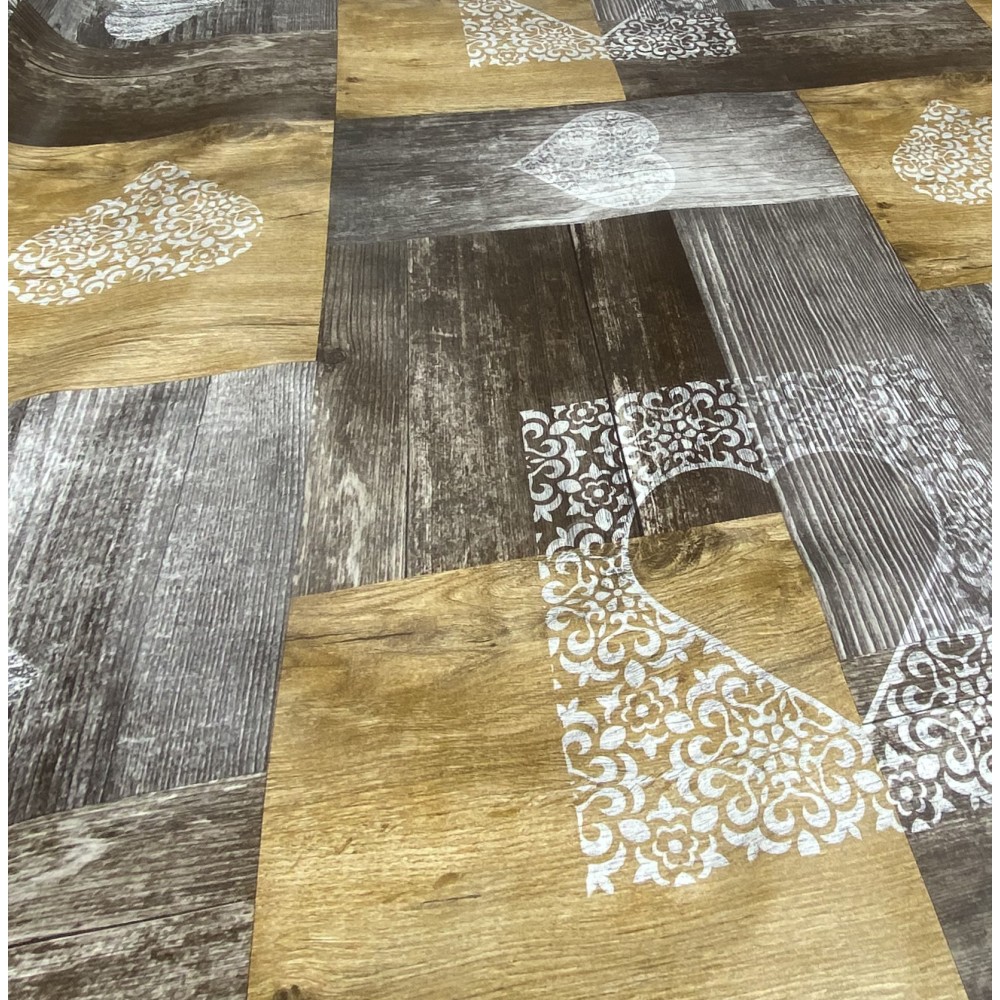 TABLECLOTH LIMA © in WASHABLE water-repellent plastic-coated waxed canvas in TYROLEAN PVC Brown made in Italy