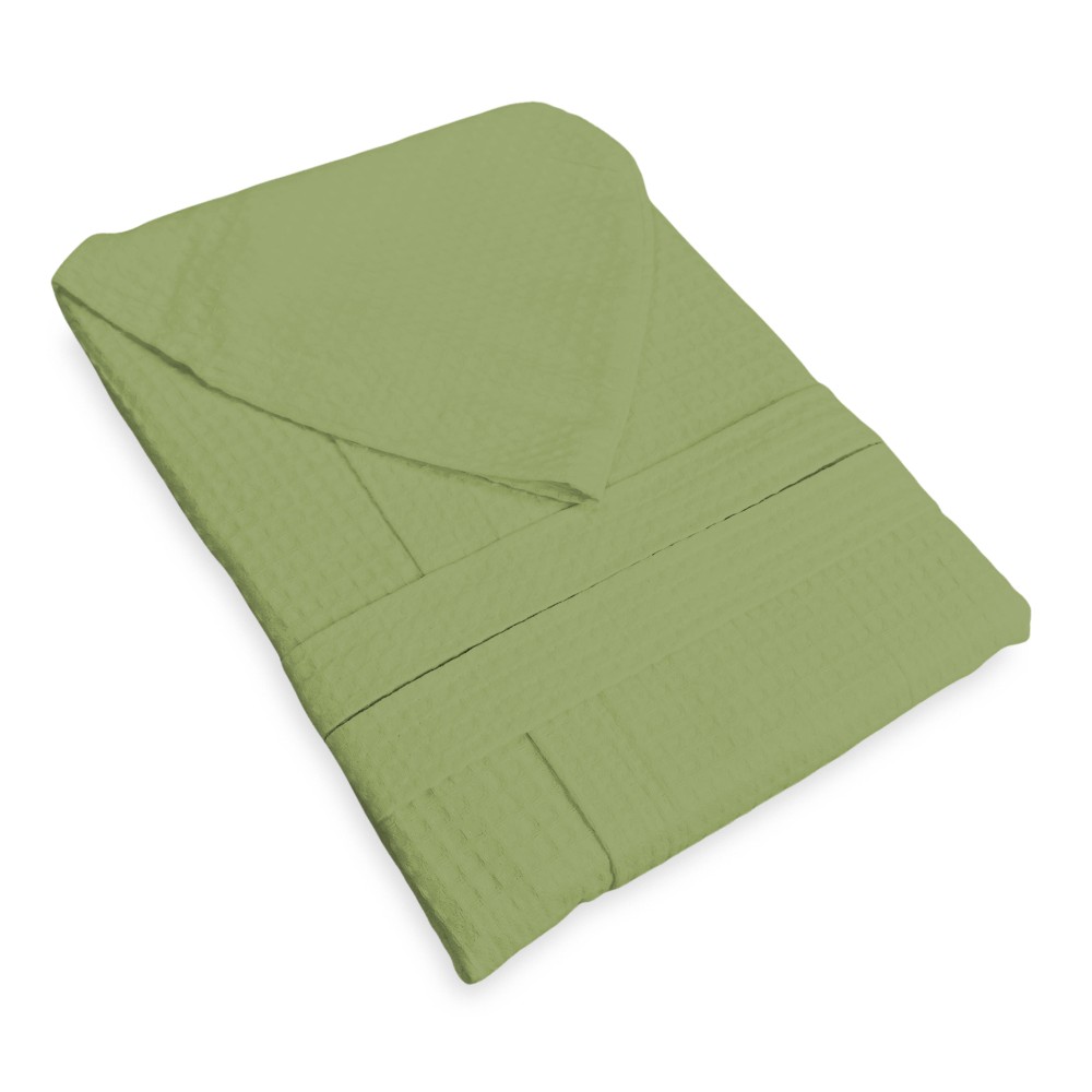 Peignoir© Bee Bee Nest en pur coton avec hotte adulte VERT