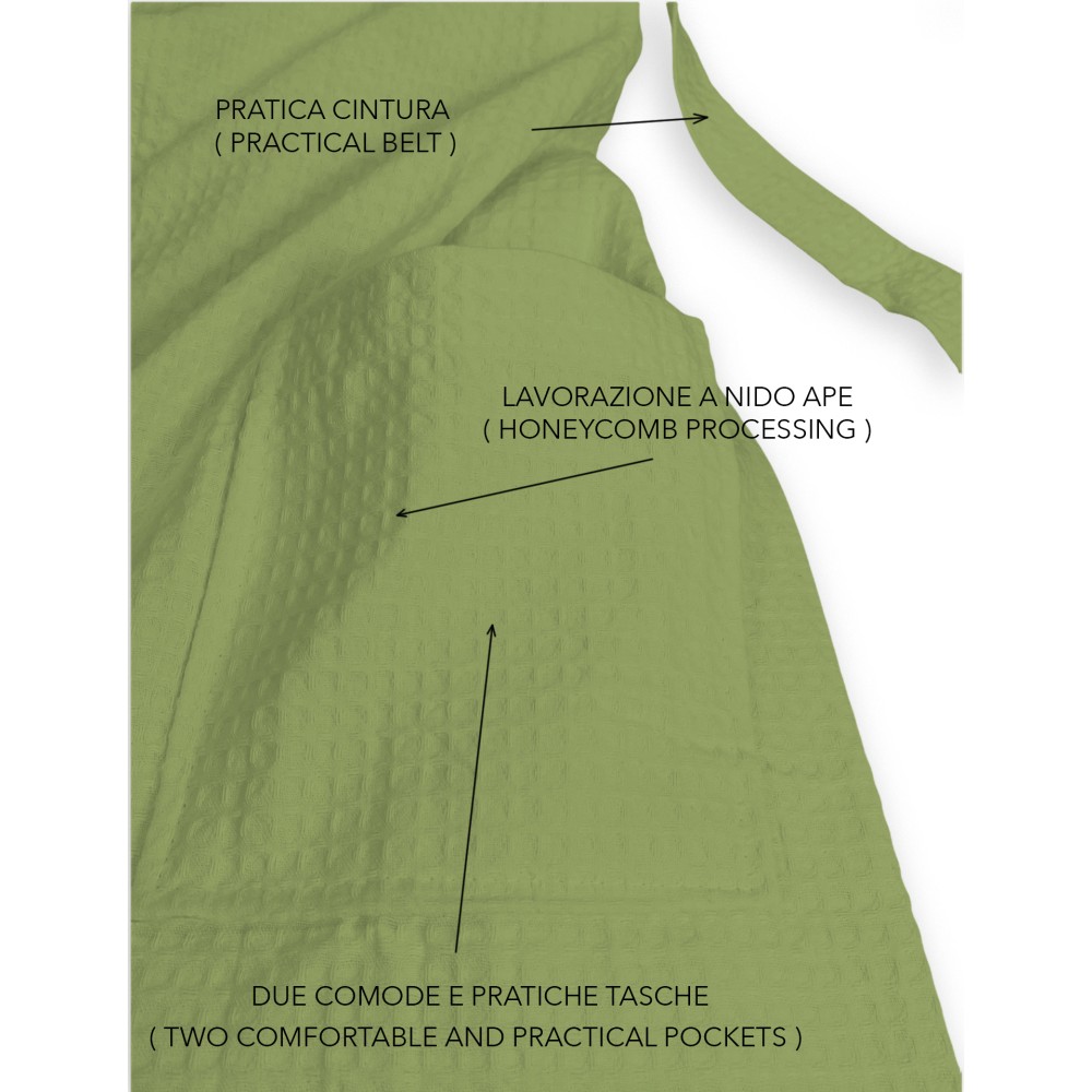 BEE Bee© Nest Bathrobe in Pure Cotton with Hood for Adults GREEN