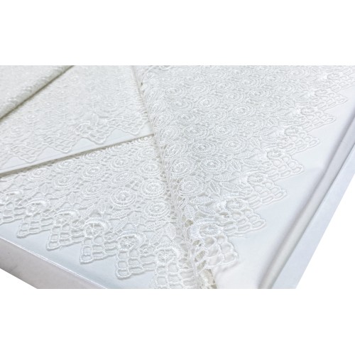 BAULETTO TOP Pizzo Alto rifinito con Pizzo Macramè MATRIMONIALE lenzuolo e COPRILETTO idea SPOSA