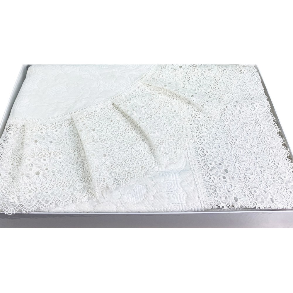 BEDSPREAD with High Lace MACRAMÉ Cream DOUBLE WEDDING IDEA