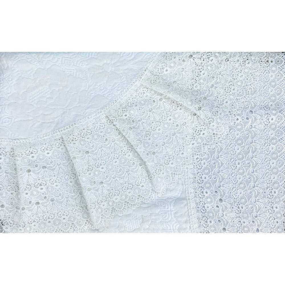 TAGESDECKE mit hoher Spitze MACRAMÉ Creme DOPPELTE HOCHZEITSIDEE