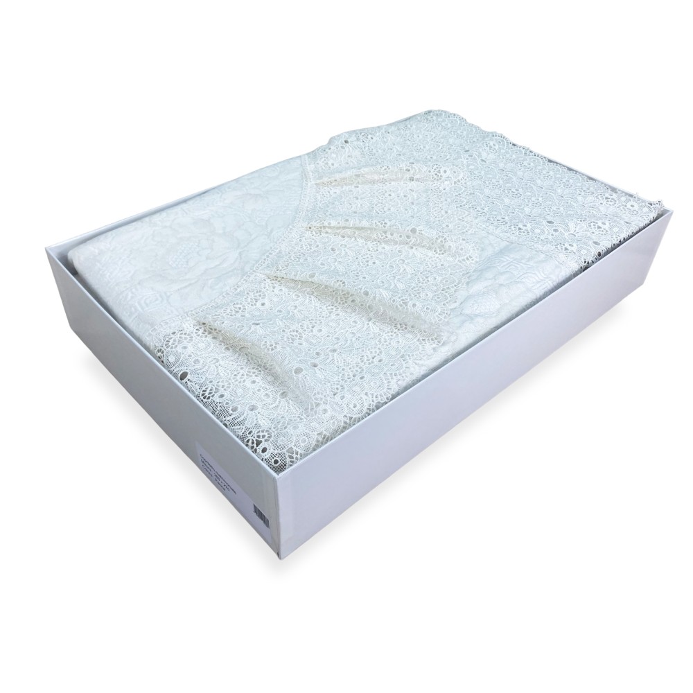 BEDSPREAD with High Lace MACRAMÉ Cream DOUBLE WEDDING IDEA