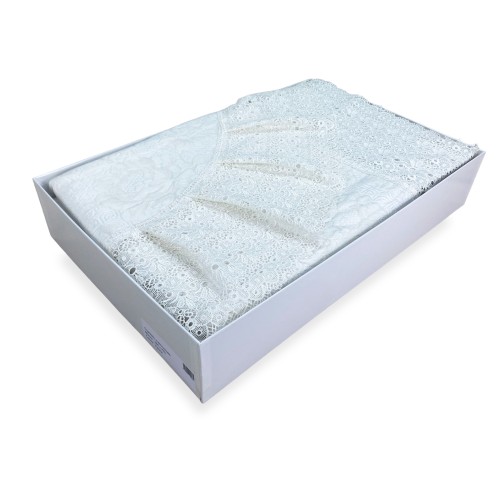 TAGESDECKE mit hoher Spitze MACRAMÉ Creme DOPPELTE HOCHZEITSIDEE