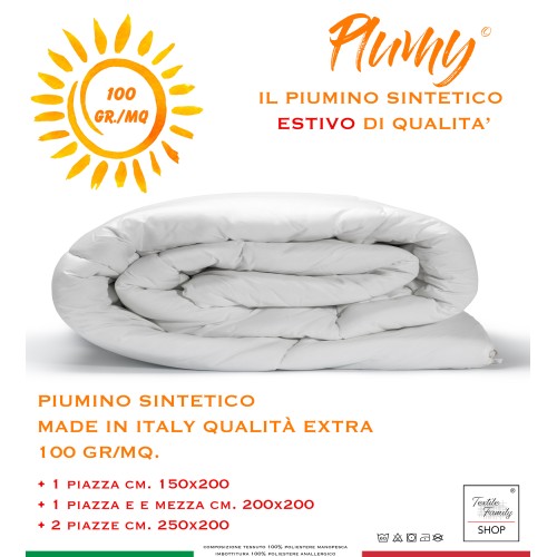 PIUMINO PLUMY sintetico LEGGERO Bianco ESTIVO 100 gr./mq.