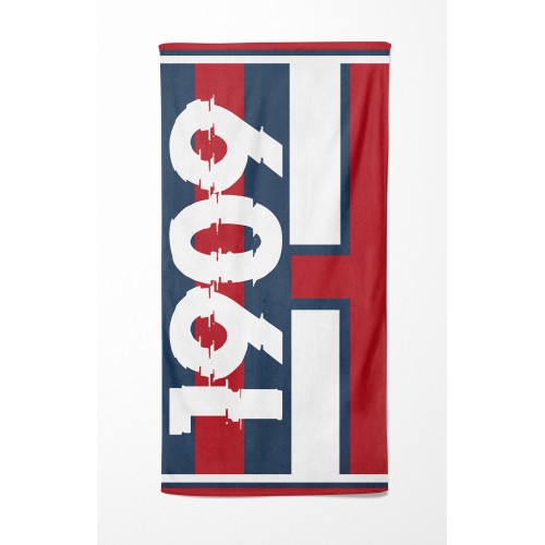 STRANDTUCH in ROT BLAU 1909 große Größe cm. 90 X 170 CM