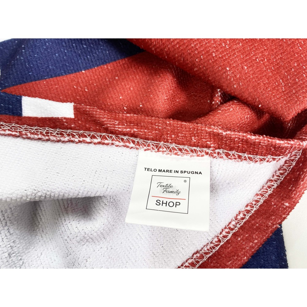 STRANDTUCH in ROT BLAU 1909 große Größe cm. 90 X 170 CM