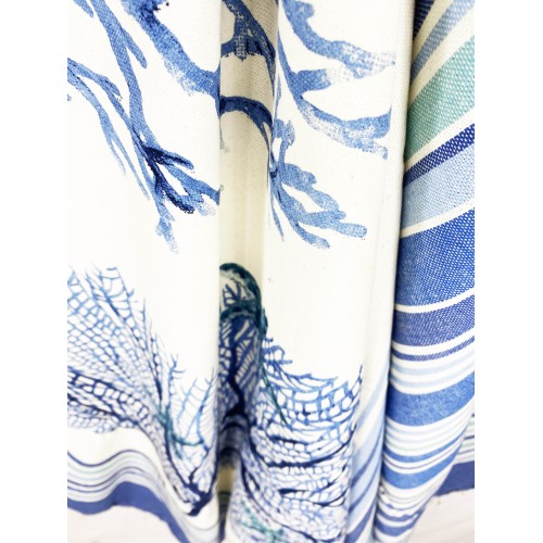TELO MARE fouta CORALLO BLU misura GRANDE con zaino Spiaggia KEEP CALM CM.100X200
