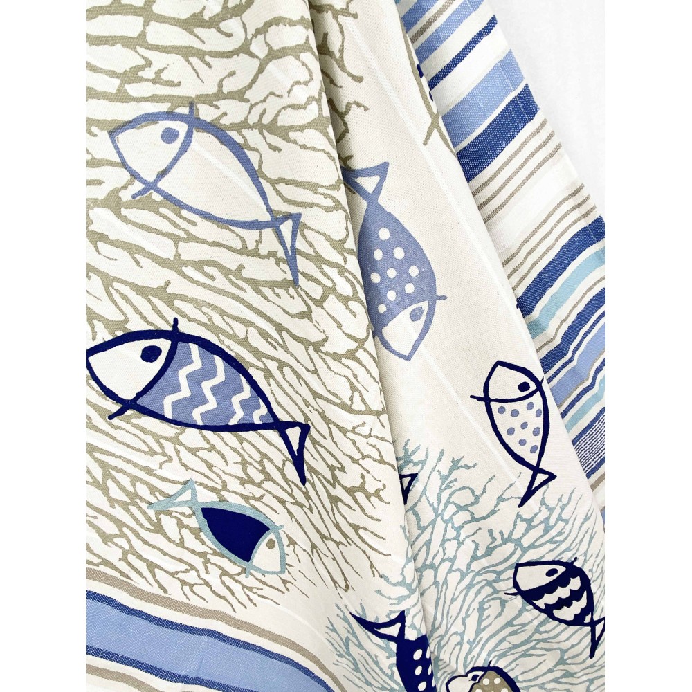 TELO MARE fouta PESCI blu MISURA GRANDE CM.100X200 con zaino Spiaggia KEEP CALM