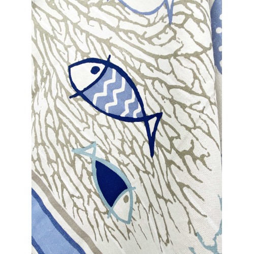 TOALLA DE PLAYA fouta FISH azul TAMAÑO GRANDE CM.100X200 con mochila Beach KEEP CALM
