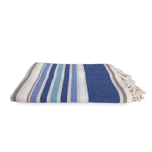 STRANDTUCH fouta FISH blau LARGE SIZE CM.100X200 mit Rucksack Beach KEEP CALM