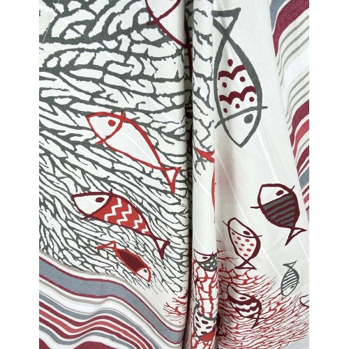 SERVIETTE DE PLAGE FOUTA TAILLE DE POISSON ROUGE Grand CM.100X200 avec sac à dos Plage RESTEZ CALME