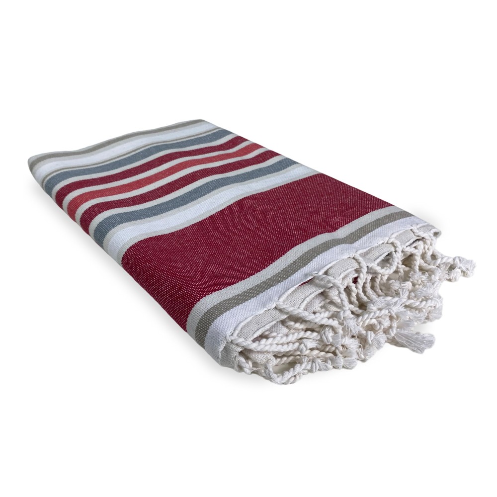 TELO MARE fouta PESCI rossi MISURA Grande CM.100X200 con zaino Spiaggia KEEP CALM
