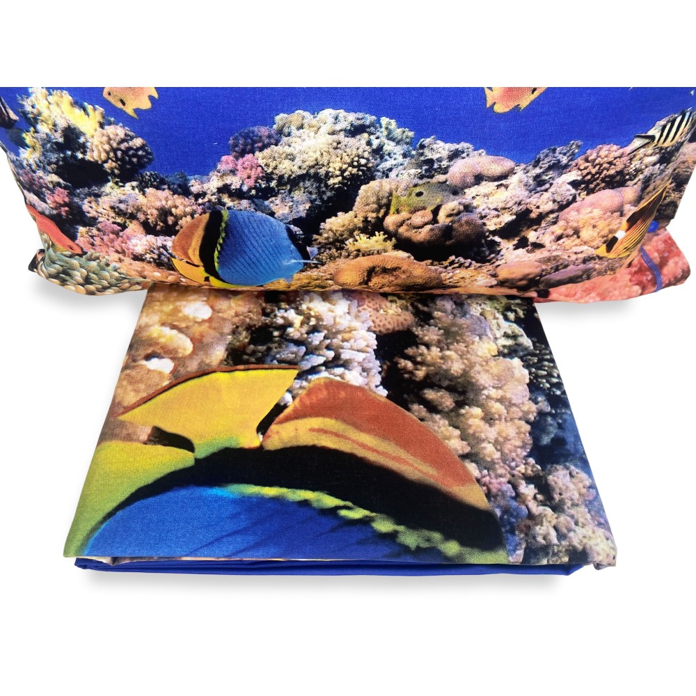 JUEGO DE SÁBANAS DE IMPRESIÓN DIGITAL COLCHA DE ARRECIFE DE CORAL con bolsa KEEP DOUBLE 2 DOUBLE