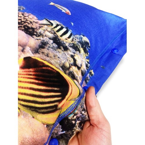 COMPLETO LENZUOLO COPRILETTO stampa DIGITALE COPRILETTO BARRIERA CORALLINA con sacco KEEP MATRIMONIALE 2 piazze