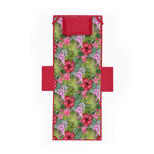 BEACH TOWEL TROPICAL TEDDY BED In microfiber WITH POCKETS SIZE cm. 80 X 190