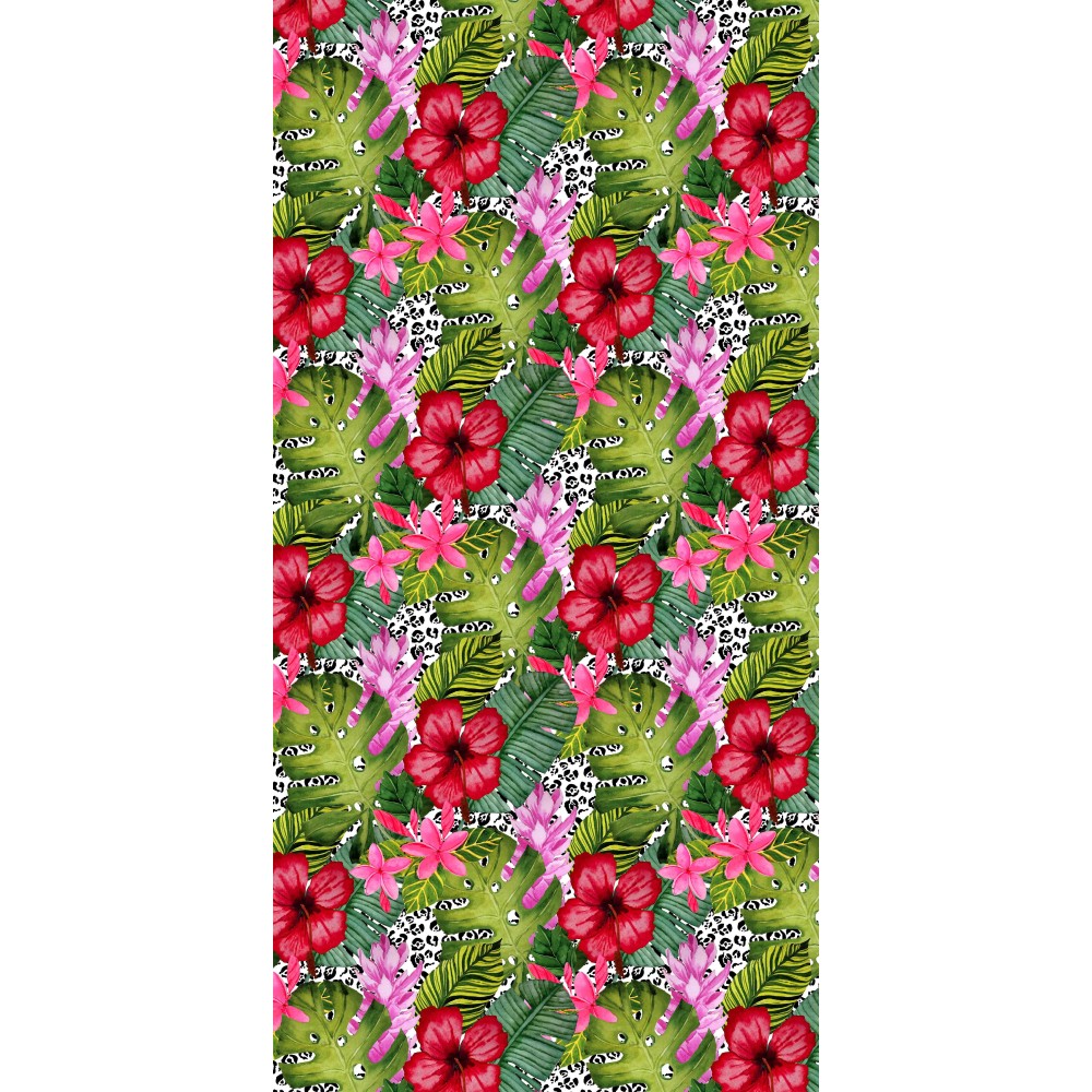 BEACH TOWEL TROPICAL TEDDY BED In microfiber WITH POCKETS SIZE cm. 80 X 190