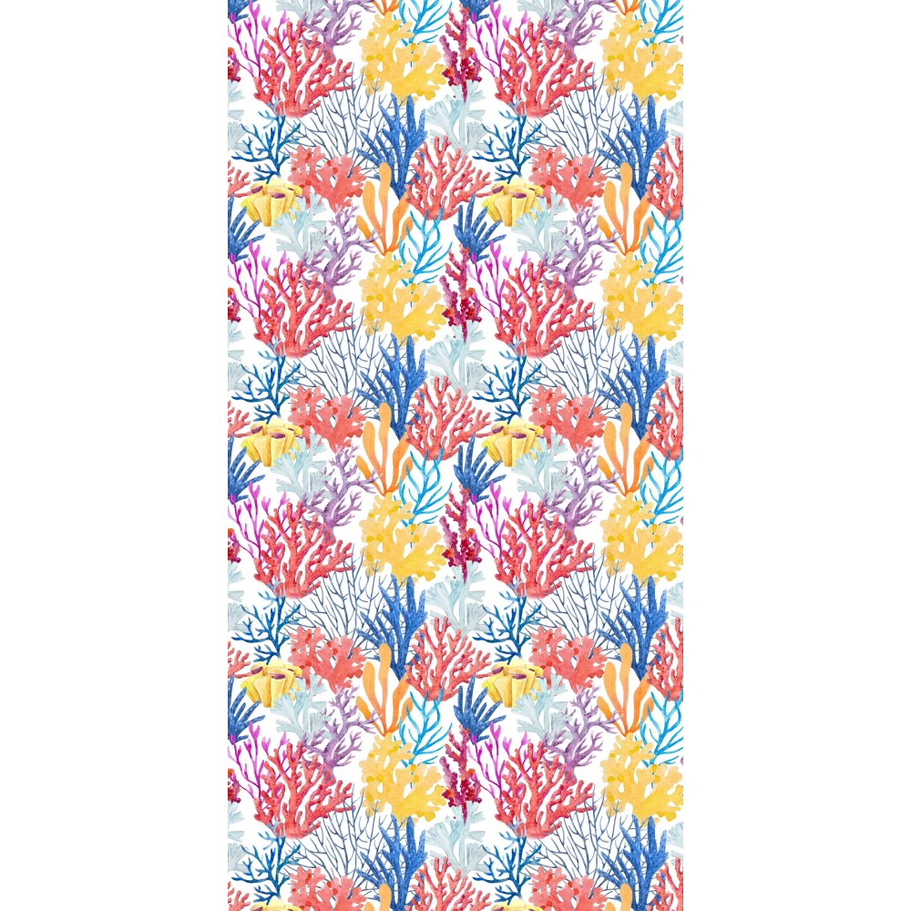 BEACH TOWEL TEDDY SUNBED Multicolored Corals In microfiber WITH POCKETS SIZE cm. 80 X 190