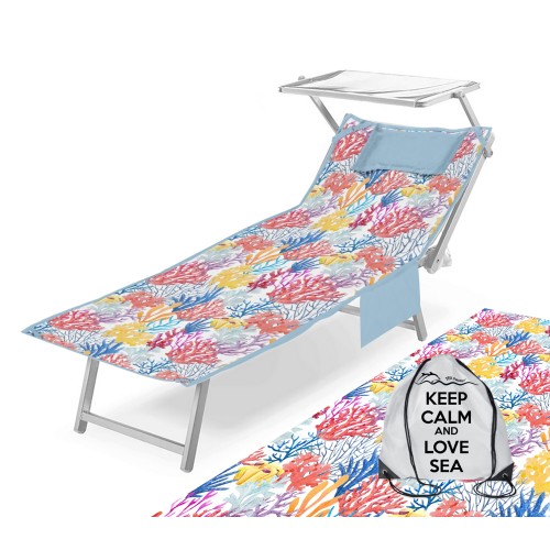 TELO Mare LETTINO TEDDY Coralli Multicolore In microfibra CON TASCHE MISURA cm. 80 X 190