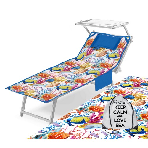 TELO Mare LETTINO TEDDY PESCI Dipinti In microfibra CON TASCHE MISURA cm. 80 X 190