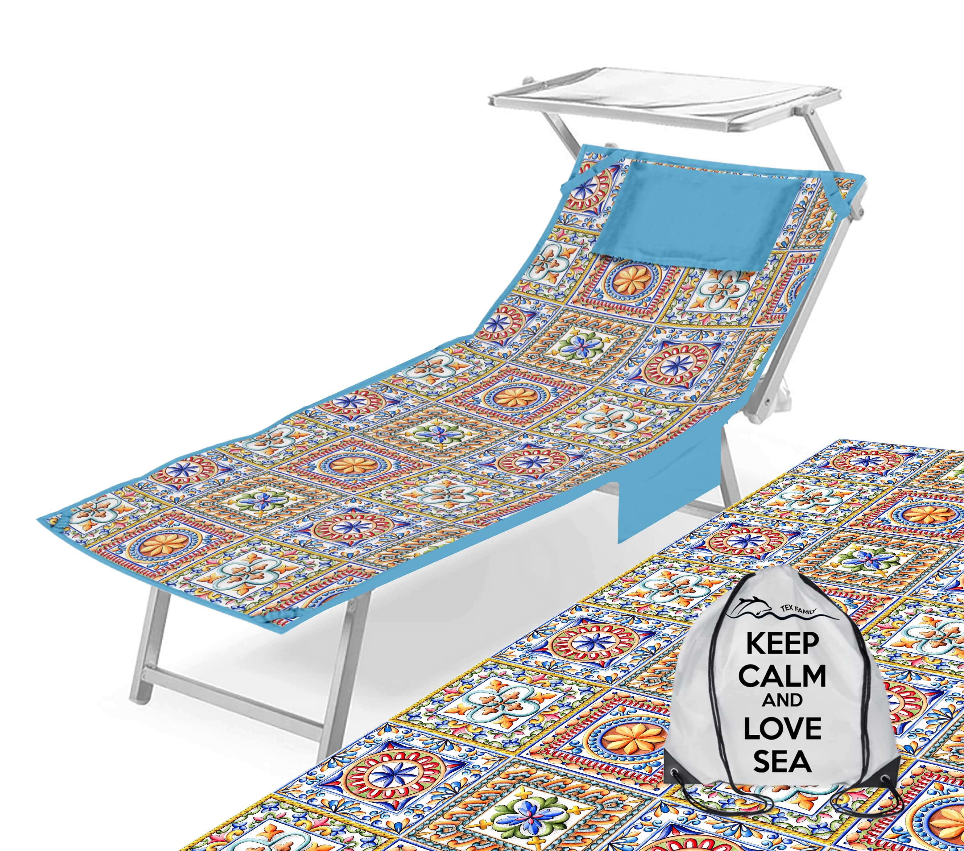 Sedia Da Spiaggia Telo Mare XL 70x200cm Marbella Per Sdraio, 100