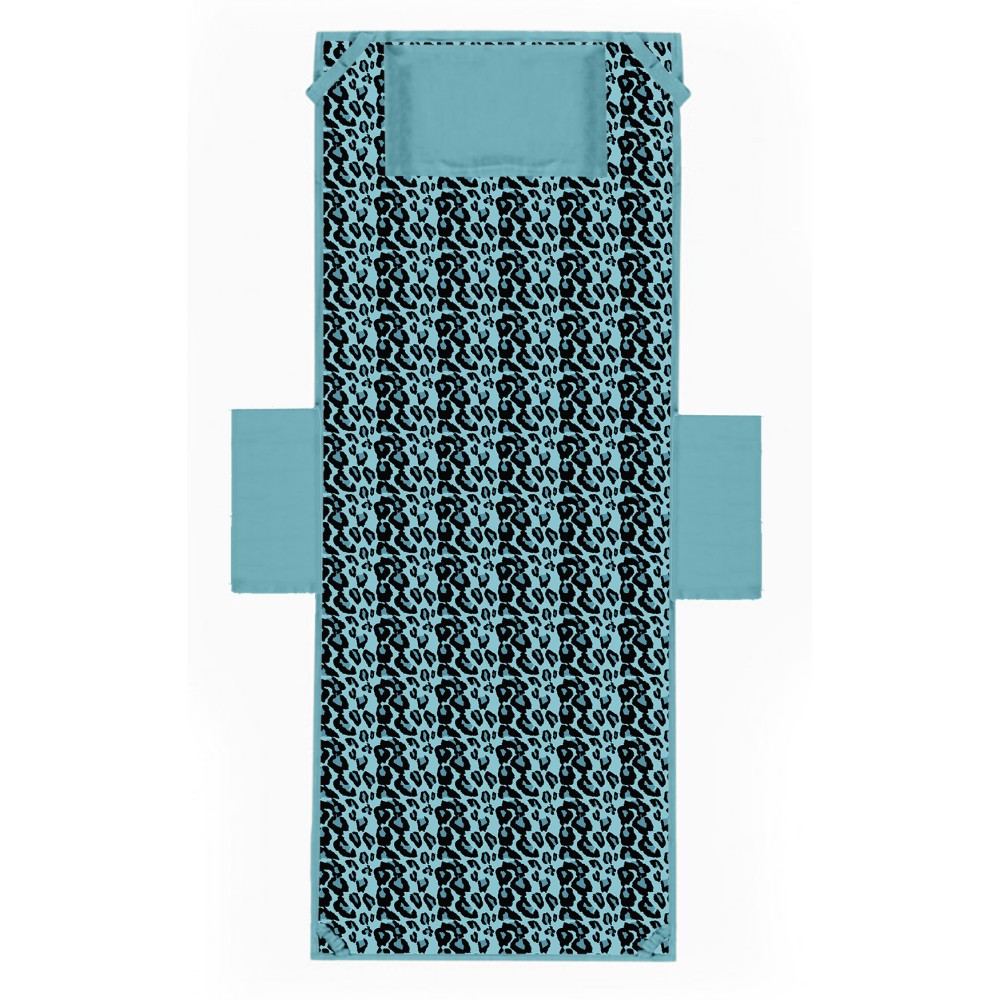 TELO Mare LETTINO TEDDY LEOPARDO BLU in microfibra CON TASCHE MISURA cm. 80 X 190