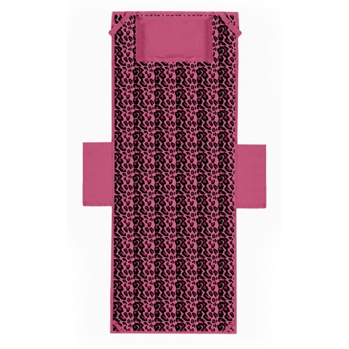 SERVIETTE DE PLAGE ROSE LÉOPARD TEDDY Transat en microfibre AVEC POCHES TAILLE cm. 80 x 190