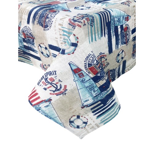 SCHMUTZABWEISENDE TISCHDECKE RESINATED TORINO MARE VELA Blau